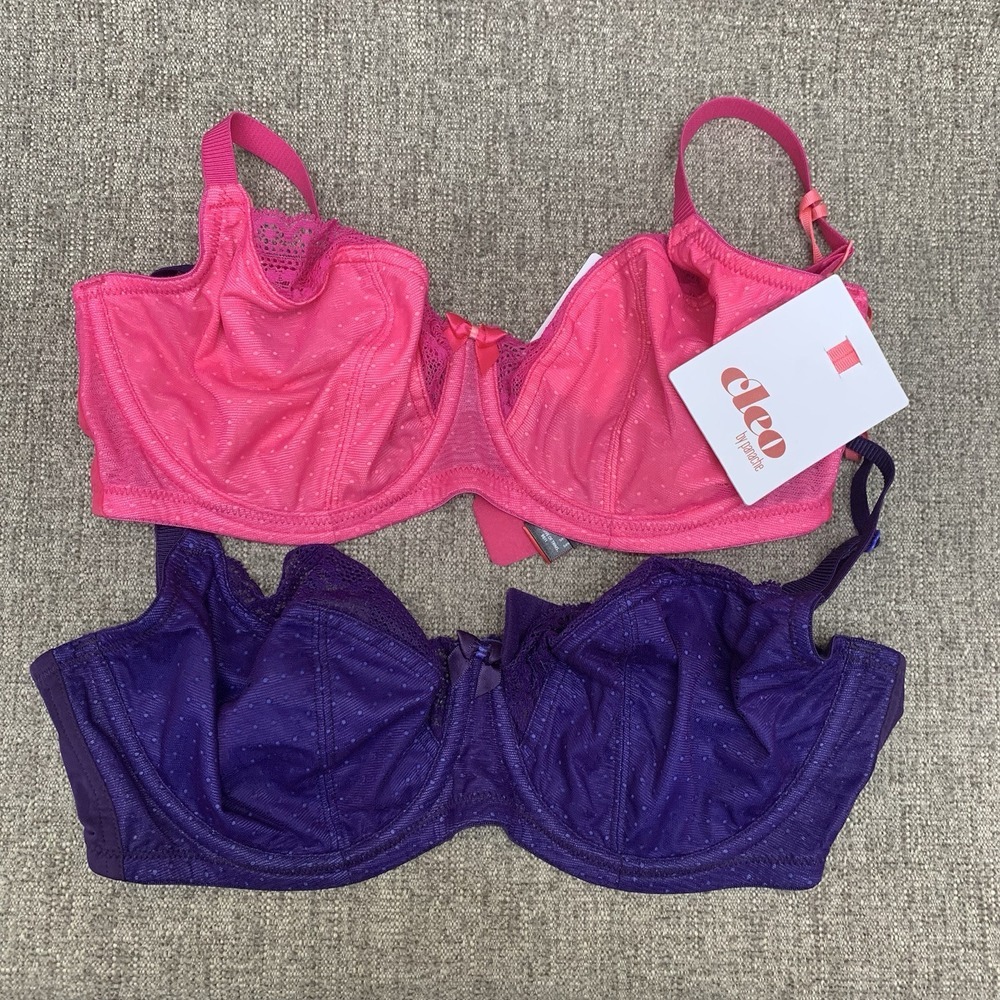 Panache Cleo Hettie Balconette Bra Underwired Non Padded 28FF Lace Blue Pink